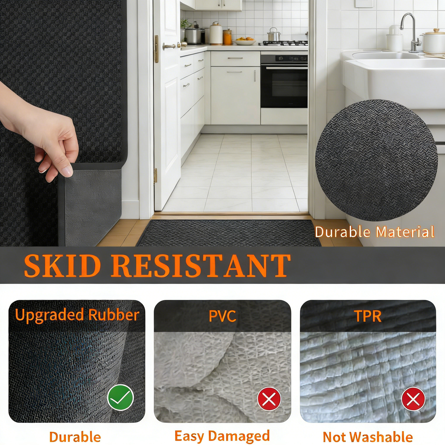 4-Piece Bath Mat Set, Ultra Thin, Non-Slip & Machine Washable